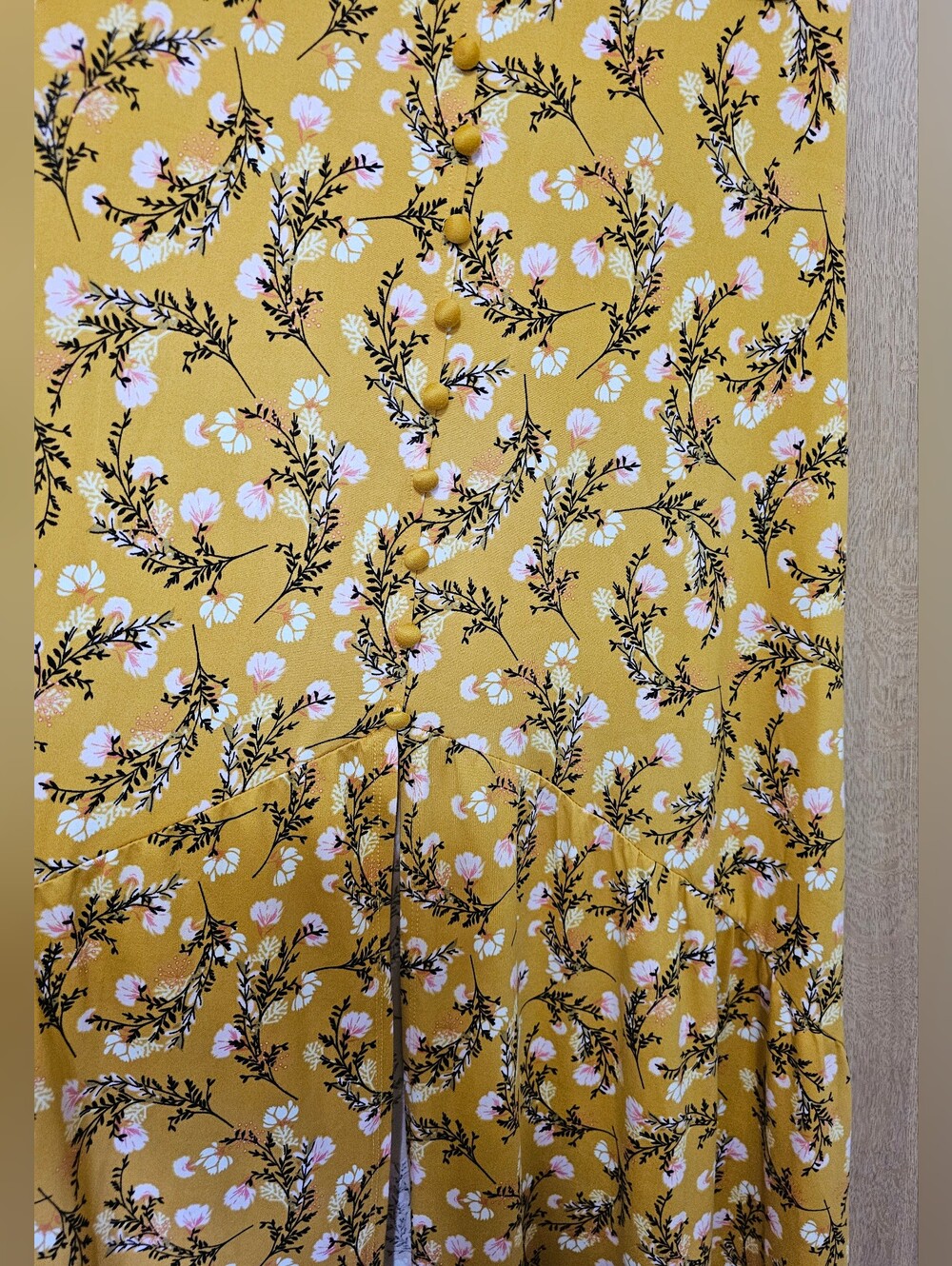 Doublju Mustard Yellow Ochre Floral Skirt Size Small - Picture 3 of 7